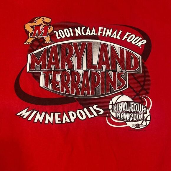 Vintage 2001 NCAA Final Four Maryland Terrapins Red Shirt Men’s XL Twin Cities - Picture 3 of 9